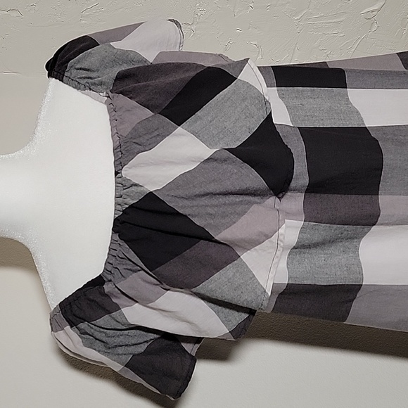 Who What Wear Mini Dress Off The Shoulder Buffalo Plaid Checkered Black White M - Picture 5 of 15